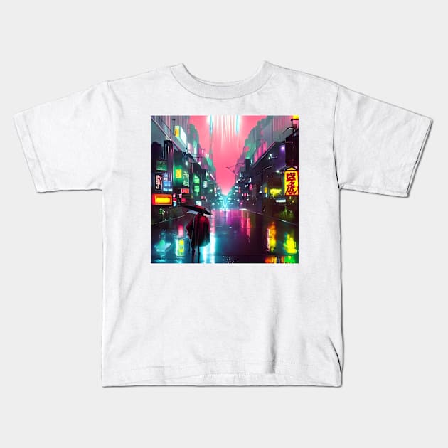 Neon Tokyo - Night Lights - Unrealistic Kids T-Shirt by Trendy-Now